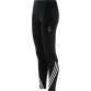 Black Women's Tilly High Waisted Gym Leggings with 7/8 length and 3 white stripes by O’Neills.
