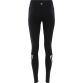 Black Kids’ Tilly High Waisted Gym Leggings with 7/8 length and 3 white stripes by O’Neills.