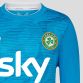 Blue Kids' Castore Republic of Ireland Long Sleeve jersey with Sky sponsor on the front and Éire on the upper back from O'Neills.