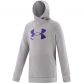 Grey kids' Under Armour Rival Fleece Logo Hoodie with a front kangaroo pocket from O'Neills.