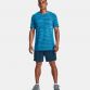 Blue Under Armour Men's UA Seamless Wave Short Sleeve T-Shirt, with Nearly sew-free design to eliminate chafing from O'Neills.