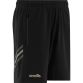 Black Men's Monaghan GAA training shorts with zip pockets by O’Neills.