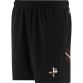 Black Kids' Louth GAA training shorts with zip pockets by O’Neills.