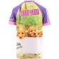 Purple Women's Woof Day O’Neills ploughing jersey with image of puppies and O'Neills ball on the front and back.