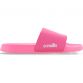 Pink pool sliders with white embossed logo by O’Neills.