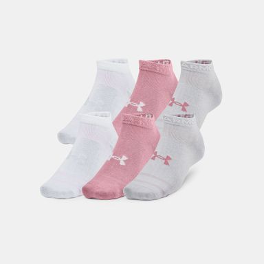 White and Pink Under Armour Unisex UA Essential 6pk Low from O'Neills