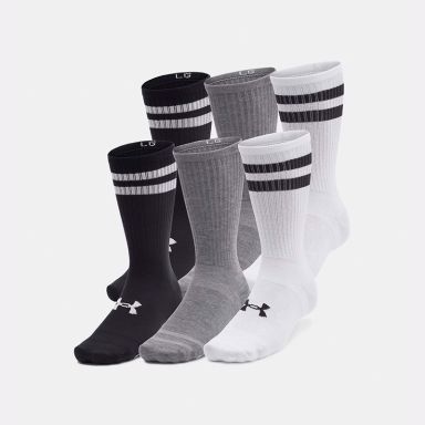 Black / White Under Armour UA Essential 6-Pack Crew Socks from O'Neills.