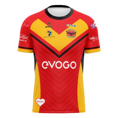Rare maillot de rugby XIII porté vintage SHEFFIELD N° 16 HAWKS Rouge Taille L
