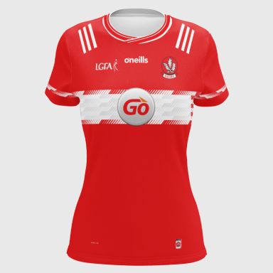 O’Neills Red Derry LGFA Women's Home Jersey 2025 from O’Neills. 