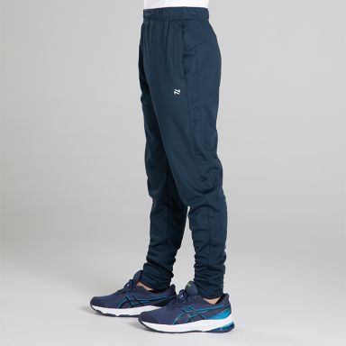 Kids' navy poly tracksuit bottoms with pockets by O'Neills.