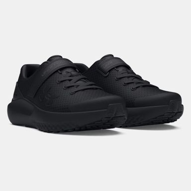 Black Kids' Under Armour UA Surge 4 AC Junior Running Shoes with mesh upper from O'Neills.