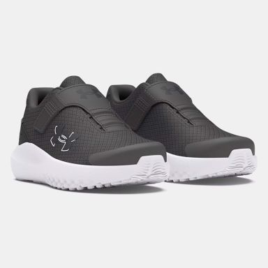 Grey black and white Under Armour Kids' UA Surge 4 AC Infant Running Shoes from O'Neills