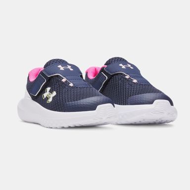 Navy white and pink Under Armour Kids' UA Surge 4 AC Infant Running Shoes from O'Neills