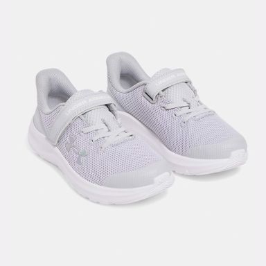Grey Under Armour Kids' Pursuit 4 Junior Running Shoes from O'Neills.