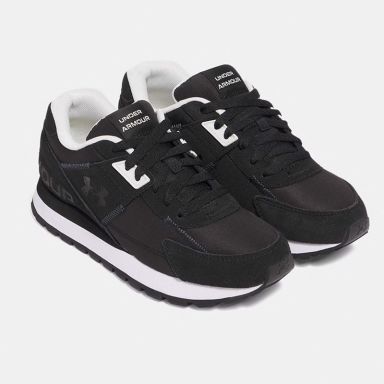 Black and White Under Armour Kids' UA Essential Run Youth Running Shoes from O'Neills