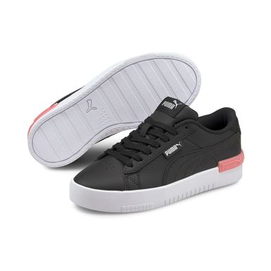 black, pink and silver Puma kids' laced sport style shoes with a rubber midsole from O'Neills