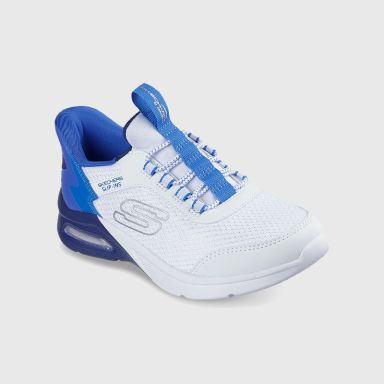 White Skechers Kids' Slip Ins: Microspec Max Brisk Stripe Youth Trainers from O'Neills