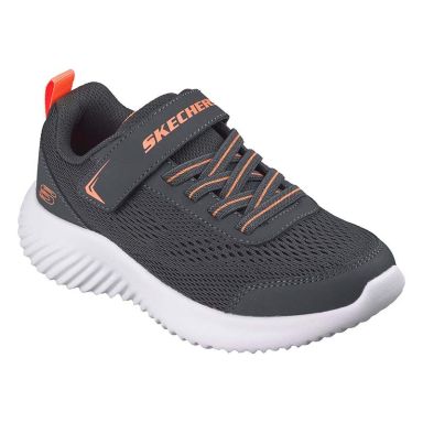Kids' Skechers Junior Bounder - Quantarun Trainers Charcoal Textile / Synthetic / Orange Trim by O'Neills