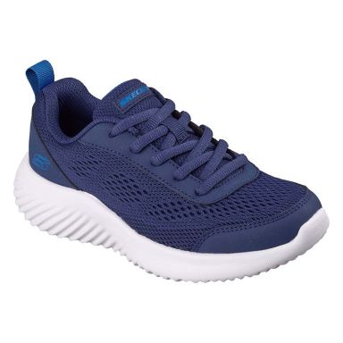 Kids' Skechers Youth Bounder - Quanta - Pacer Trainers Navy Textile / Synthetic / Yellow Trim by O'Neills