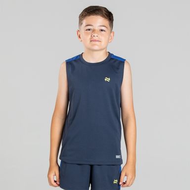 Navy O’Neills Kids' Raptor Vest with short sleeves and contrast pinhole texture panels