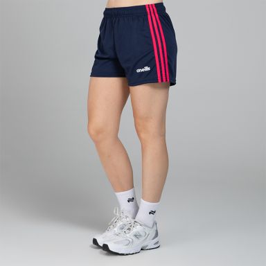 Navy and Pink Mourne shorts with 3 stripes and modern design by O'Neills