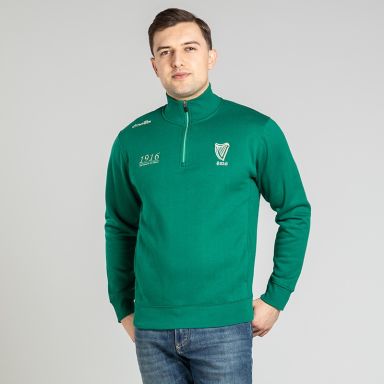 Green Men’s Evolve 1916 Fleece half zip sweatshirt with ribbed collar and two side pockets by O’Neills.