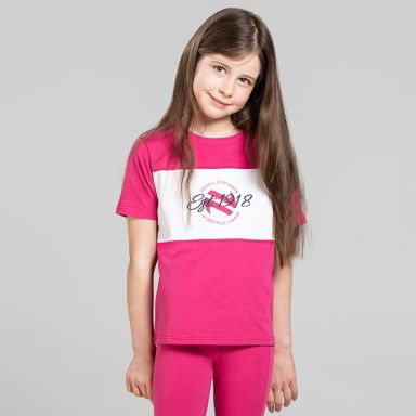 Pink O’Neills Kids’ Sofia Cotton T-Shirt with a relaxed fit