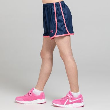 Navy O’Neills Isla Shorts featuring a glitter logo and an elasticated waistband