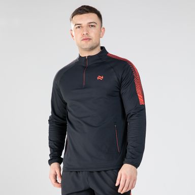 Dark Grey / Red O'Neills Men's Ignite Brushed Half Zip Top from O'Neill's.