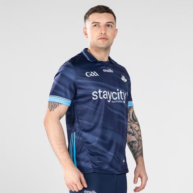 Navy Dublin GAA Goalkeeper Jersey 2024 with navy knitted collar by O’Neills.