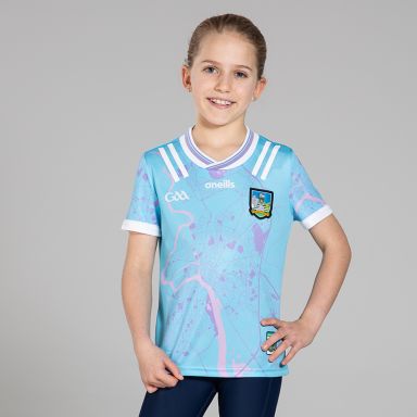 O’Neills Blue Limerick GAA Kids' Goalkeeper Jersey 2025 with ribbed crewneck by O’Neills.
