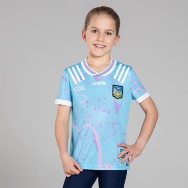 O’Neills Blue Limerick GAA Kids' Goalkeeper Jersey 2025 with ribbed crewneck by O’Neills.
