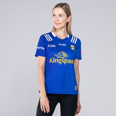 Blue Cavan GAA home jersey with Kingspan sponsor logo by O'Neills.