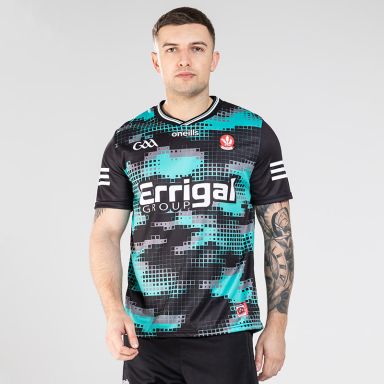 Black and Teal Derry GAA Goalkeeper Jersey 2024 with Errigal Group sponsor logo on the chest by O’Neills.