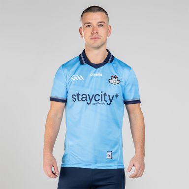 Sky Player Fit Dublin GAA Home Jersey 2024 with navy knitted collar by O’Neills.