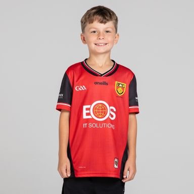 O’Neills Red Down GAA Kids' Home Jersey 2025 from O’Neills.