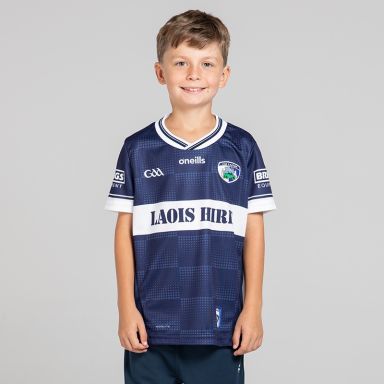 Navy O’Neills Laois GAA Kids' Alternative Goalkeeper Vest 2025 with ribbed crewneck by O’Neills.
