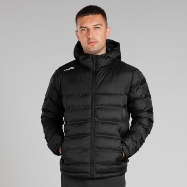 Black O'Neills Men's Eclipse Hooded Padded Jacket.