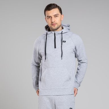 Grey Men’s Inferno Fleece Half Zip Hoodie with kangaroo front pouch pocket and half zip closure by O’Neills.