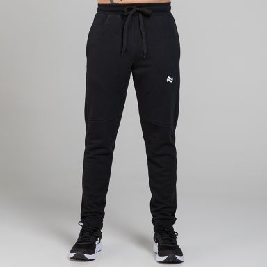 Black Men’s Inferno Fleece Tracksuit Bottoms with cuffed bottoms and two pockets by O’Neills.