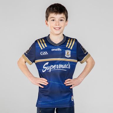 Blue and Gold Galway GAA Commemoration jersey with 1923/24 in gold on the back by O’Neills.