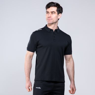 Men's Black Pima Cotton Polo, with a Self-fabric knitted collar from O'Neill's.
