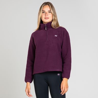 Grape Women's Sadie Half Zip from O’Neills featuring a deep funnel neck collar and adjustable waistband with toggle