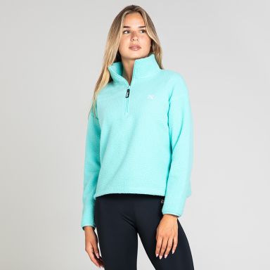 Mint Women's Sadie Half Zip from O’Neills featuring a deep funnel neck collar and adjustable waistband with toggle 