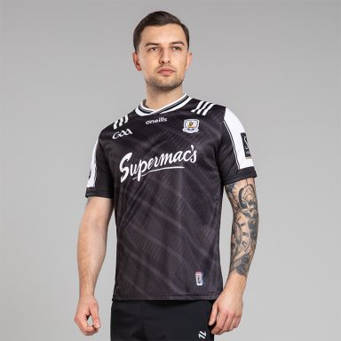 O’Neills Black Galway GAA Goalkeeper Jersey 2025 with ribbed crewneck by O’Neills