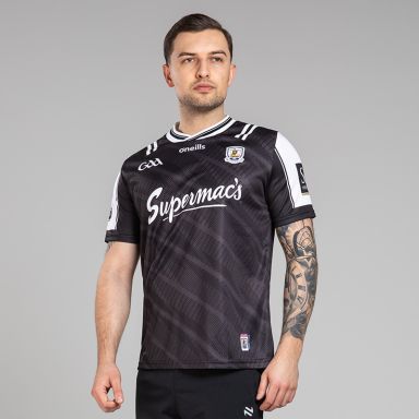 O’Neills Black Galway GAA Goalkeeper Jersey 2025 with ribbed crewneck by O’Neills