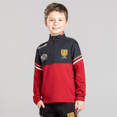 O'Neills Down GAA Kids' Sedona Brushed Half Zip Top Red / Black / Red