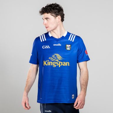 Blue Cavan GAA home jersey with Kingspan sponsor logo by O'Neills.