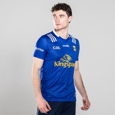 Blue Cavan GAA home jersey with Kingspan sponsor logo by O'Neills.