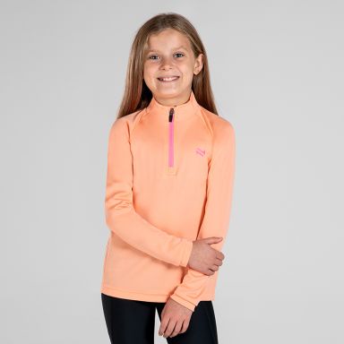 Orange Kids’ Skylar Half Zip Midlayer Top with O’Neills logo.